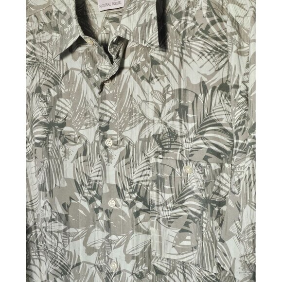 Natural Issue Mens Green Leaf Pattern Short Sleeve Shirt XL Vacation Travel - Picture 2 of 5